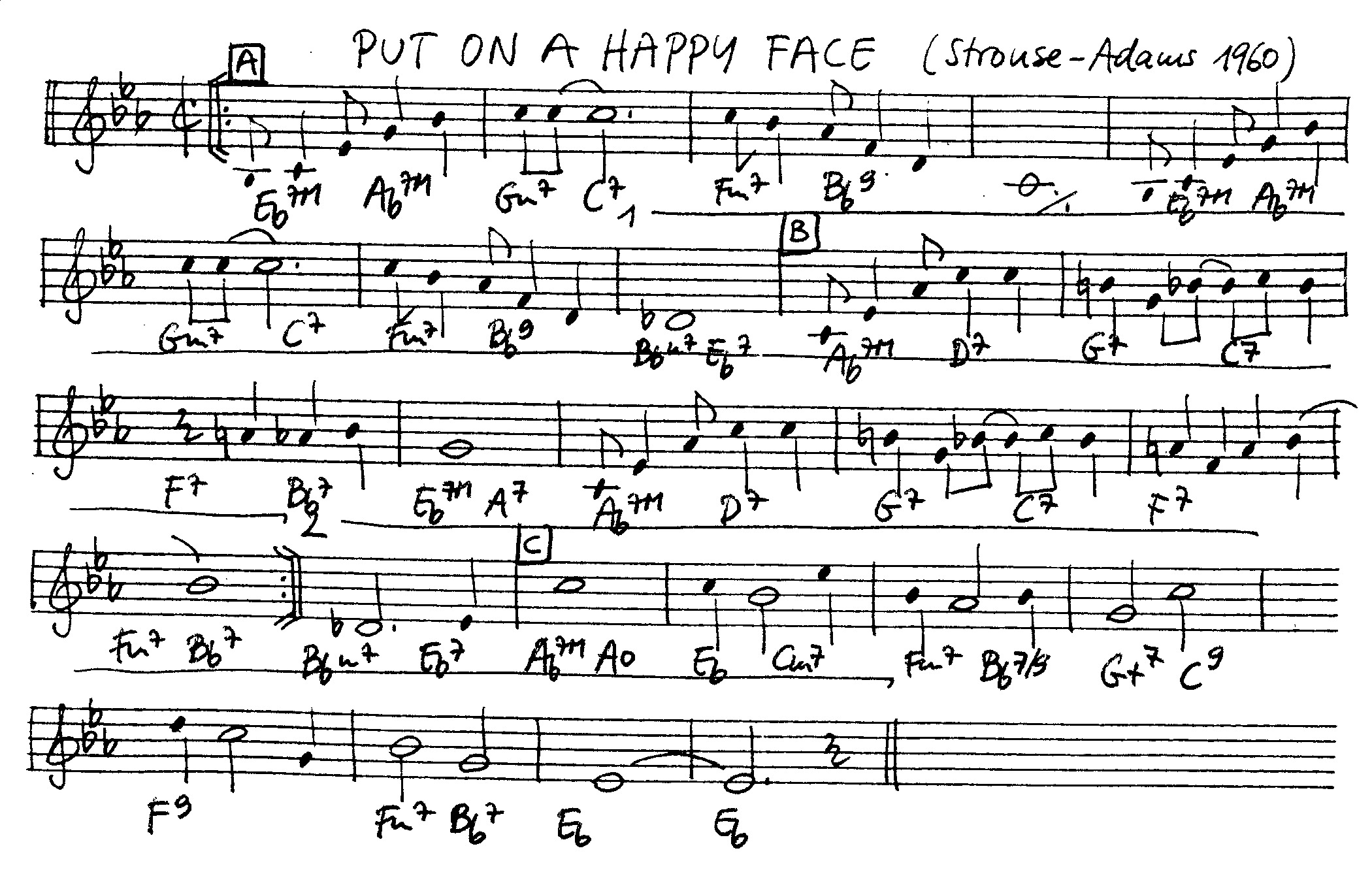 put on a happy face leadsheet – book us for your next 20s or gatsby event